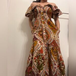 J26 Farm Rio Multicolor Romantic Nature Off-Shoulder Maxi Dress